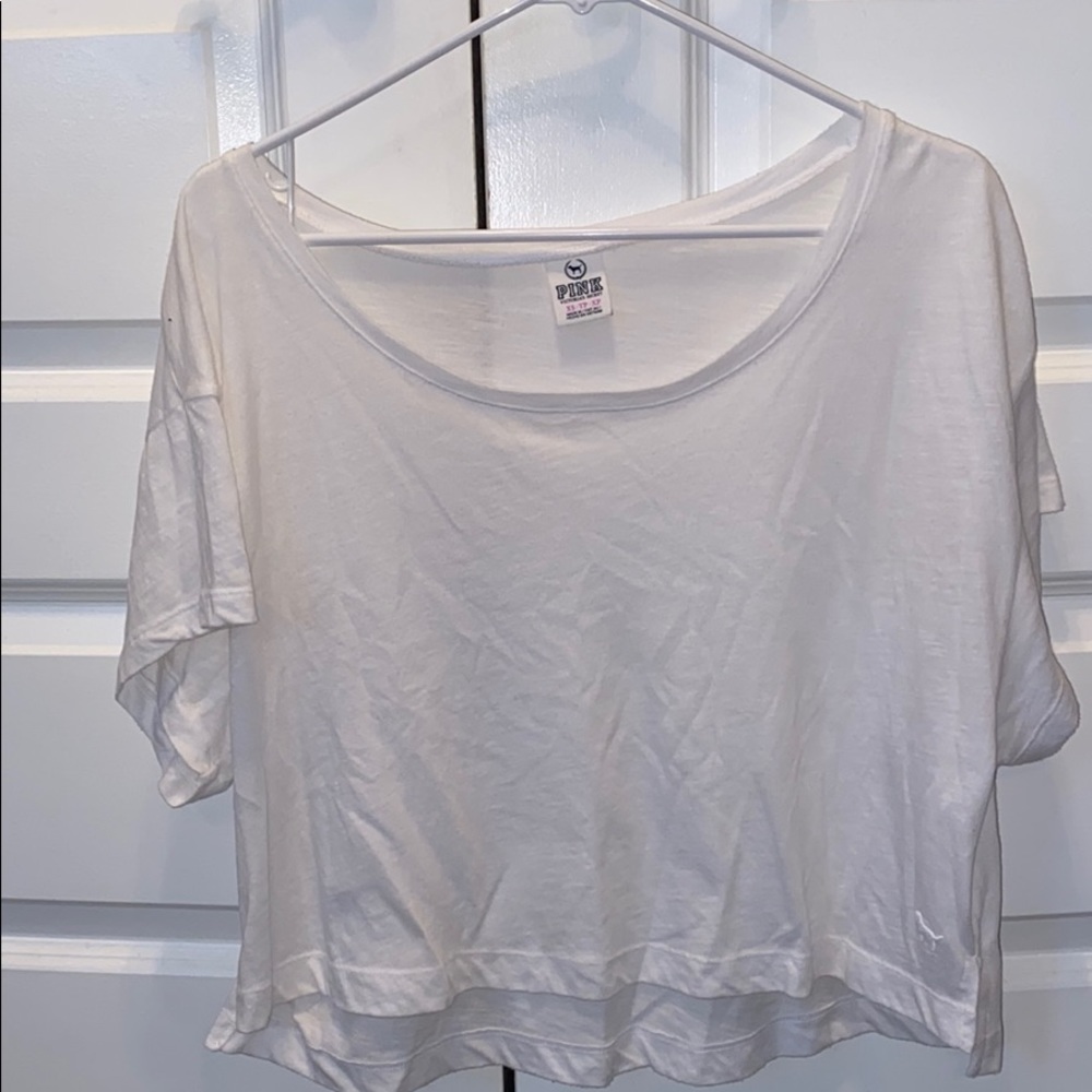 VS PINK White Flowy Crop XSmall